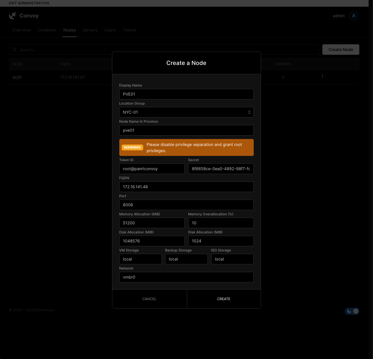 Screenshot of adding a new node